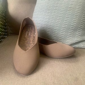 Skechers Wide Fit Air Cooled Memory Foam Nude Flats 11W / 11 Wide